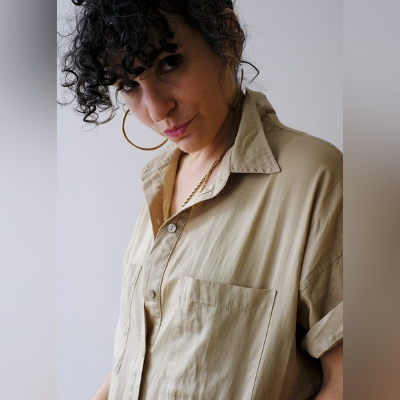 Enza Costa / cotton utility jumpsuit in beige khaki size 0 extra Small - Picture 2 of 9